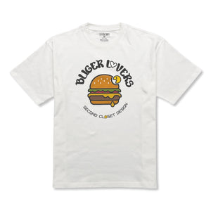 2ND CLOSET BURGER LOVERS PRINTED T-SHIRT-WHITE