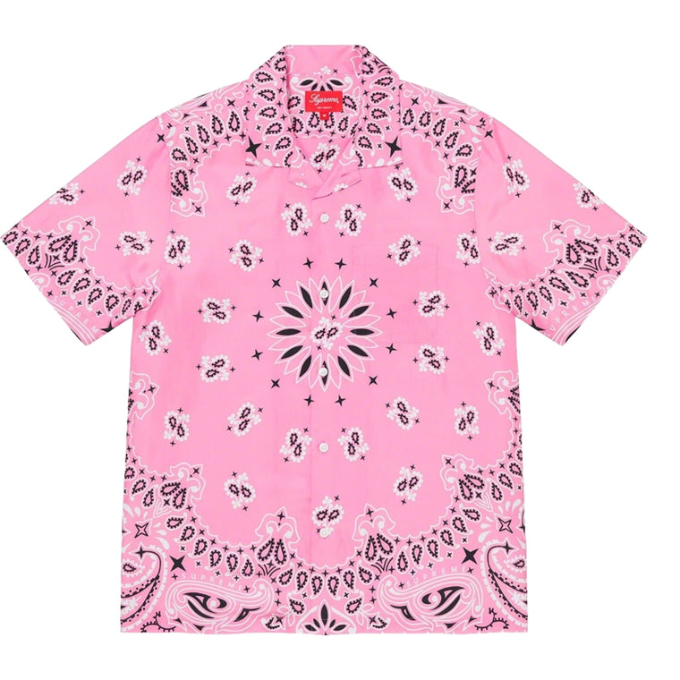 SUPREME BANDANA SILK SS SHIRT-PINK