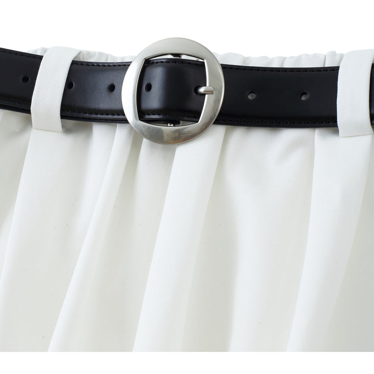 ESPRIT BELTED BUBBLE MIDI SKIRT-WHITE