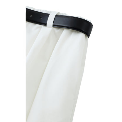 ESPRIT BELTED BUBBLE MIDI SKIRT-WHITE
