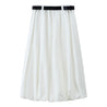 ESPRIT BELTED BUBBLE MIDI SKIRT-WHITE