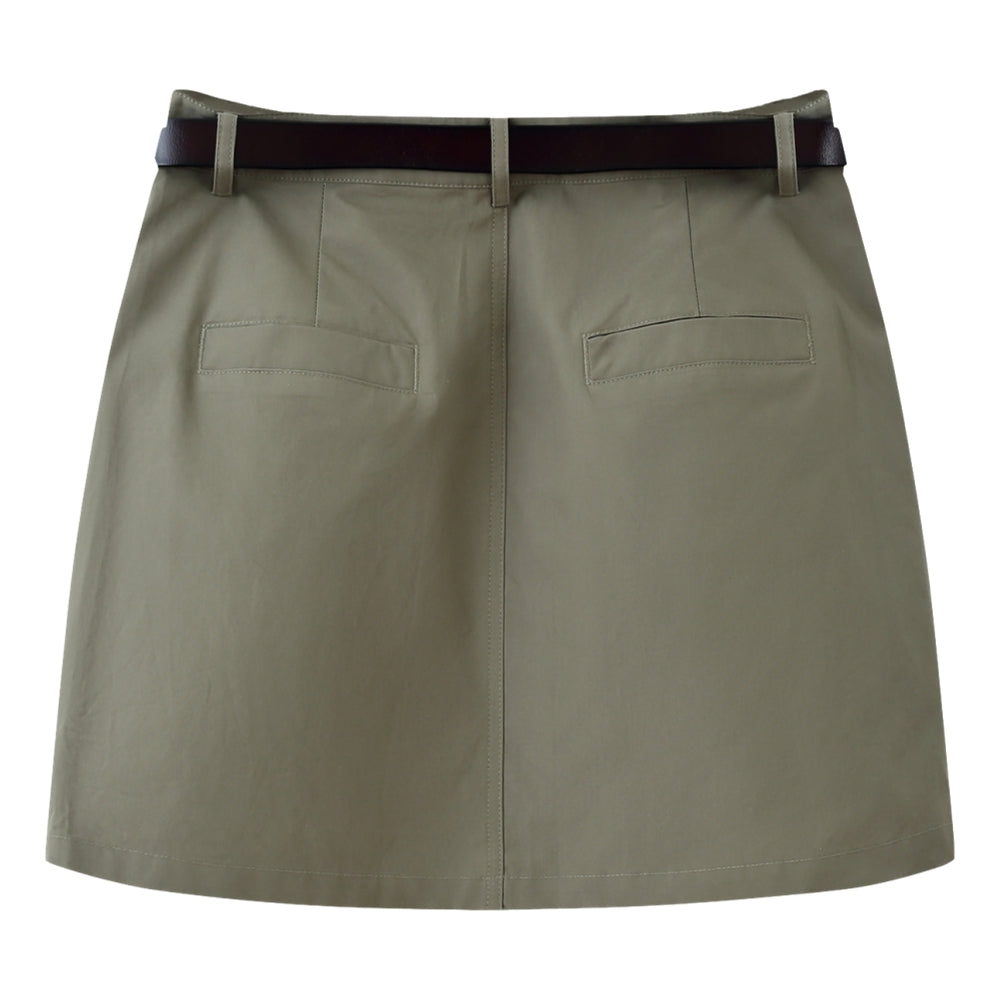ESPRIT BELTED CARGO MINI SKIRT-GREEN