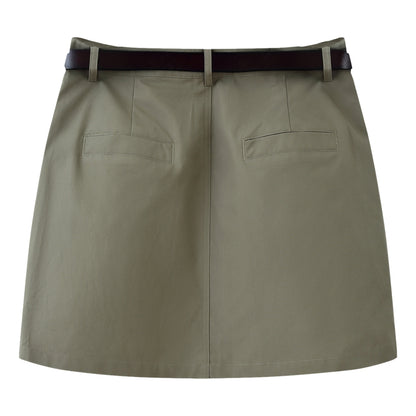 ESPRIT BELTED CARGO MINI SKIRT-GREEN