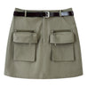 ESPRIT BELTED CARGO MINI SKIRT-GREEN