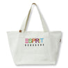 ESPRIT CANVAS COLOUR-EMBROIDERED TOTE BAG-ECRU