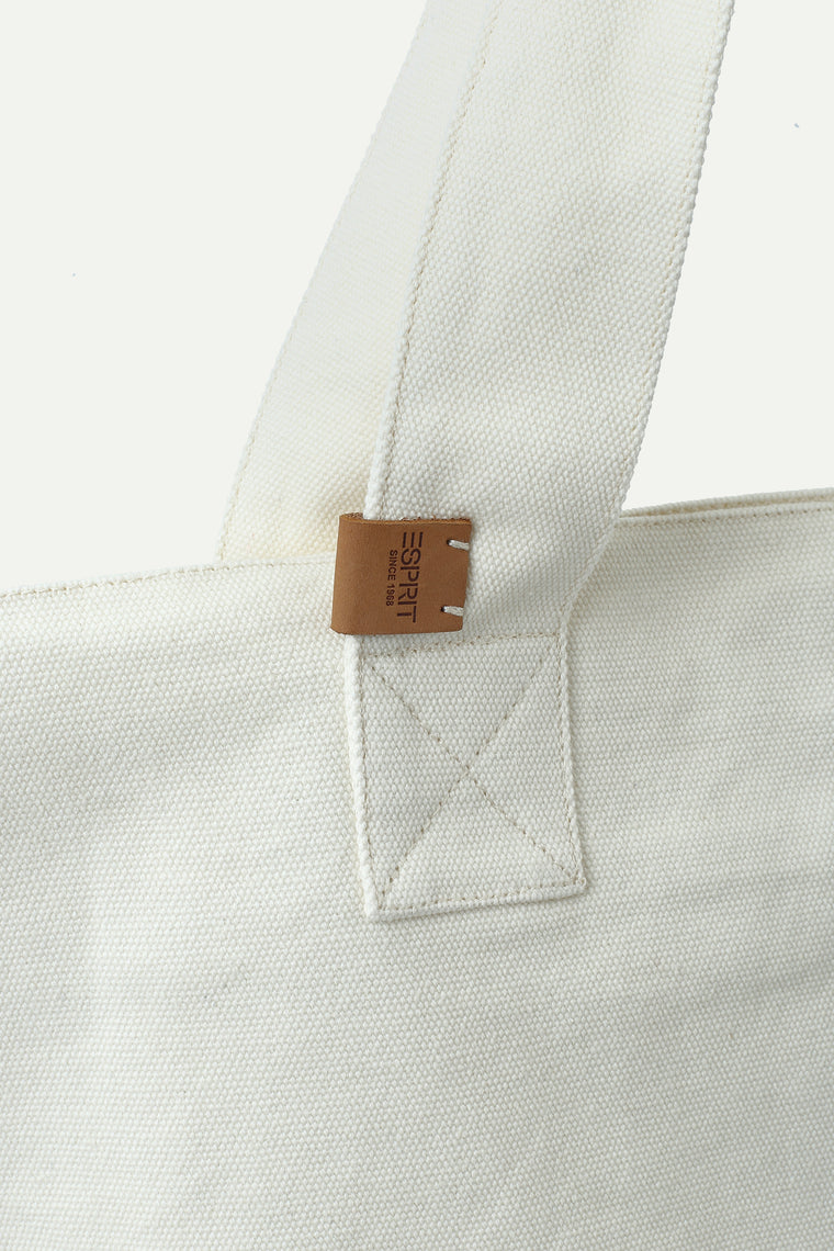 ESPRIT CANVAS EMBROIDERED TOTE BAG-ECRU