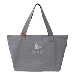 ESPRIT CANVAS EMBROIDERED TOTE BAG-GREY