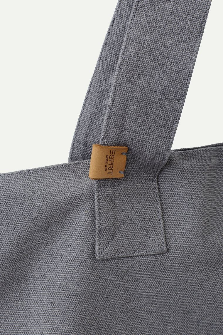 ESPRIT CANVAS EMBROIDERED TOTE BAG-GREY