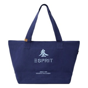 ESPRIT CANVAS EMBROIDERED TOTE BAG-NAVY