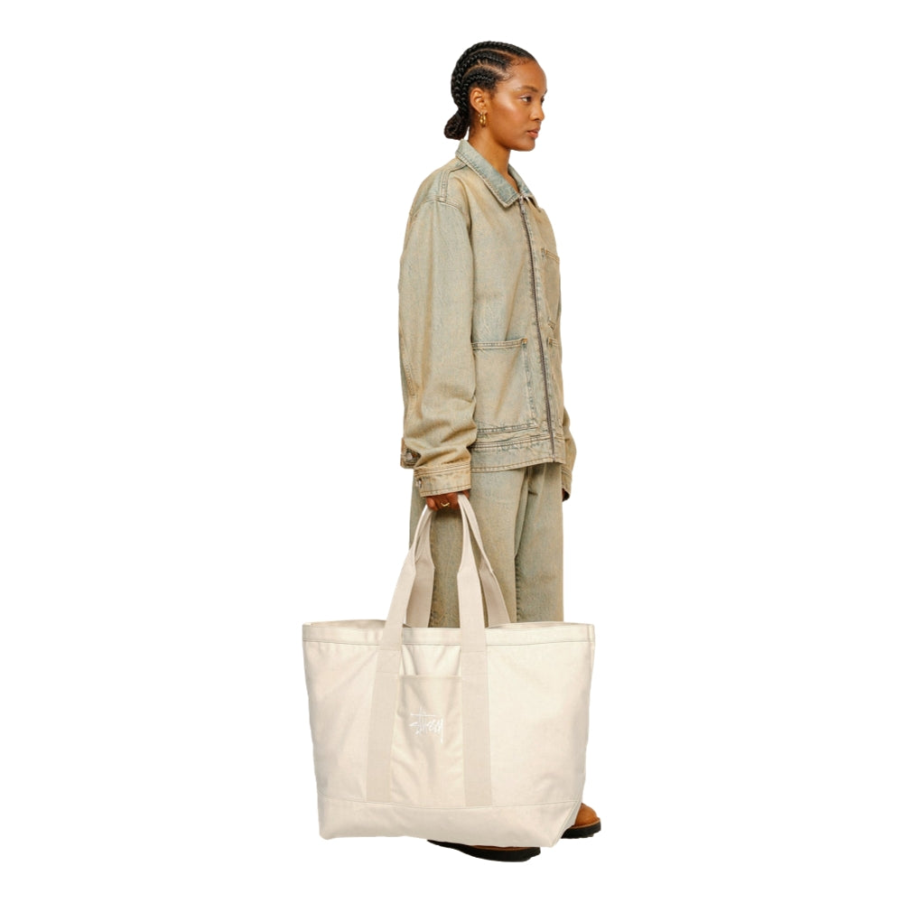 STUSSY CANVAS EXTRA LARGE TOTE BAG-NATURAL