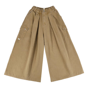 A[S]USL CANVAS MULTI POCKETS WIDE PANTS-BROWN