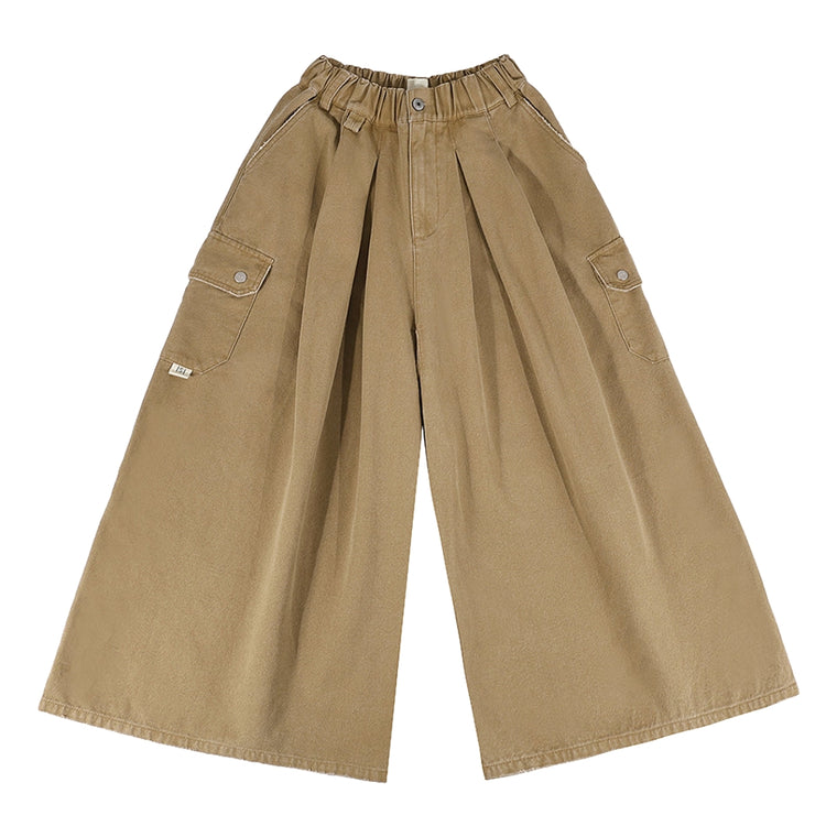 A[S]USL CANVAS MULTI POCKETS WIDE PANTS-BROWN