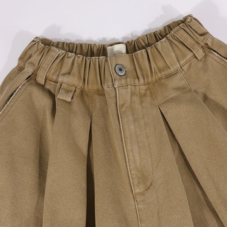 A[S]USL CANVAS MULTI POCKETS WIDE PANTS-BROWN
