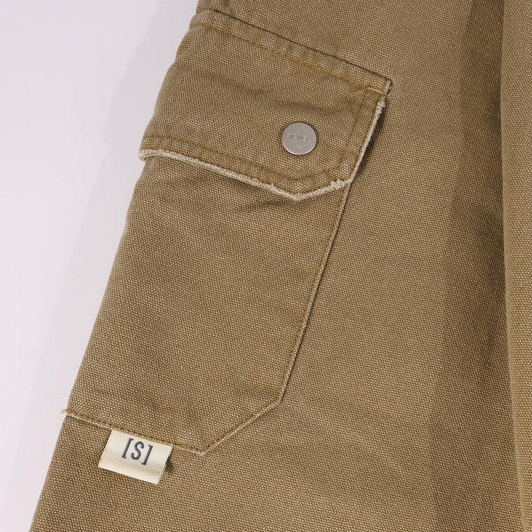 A[S]USL CANVAS MULTI POCKETS WIDE PANTS-BROWN