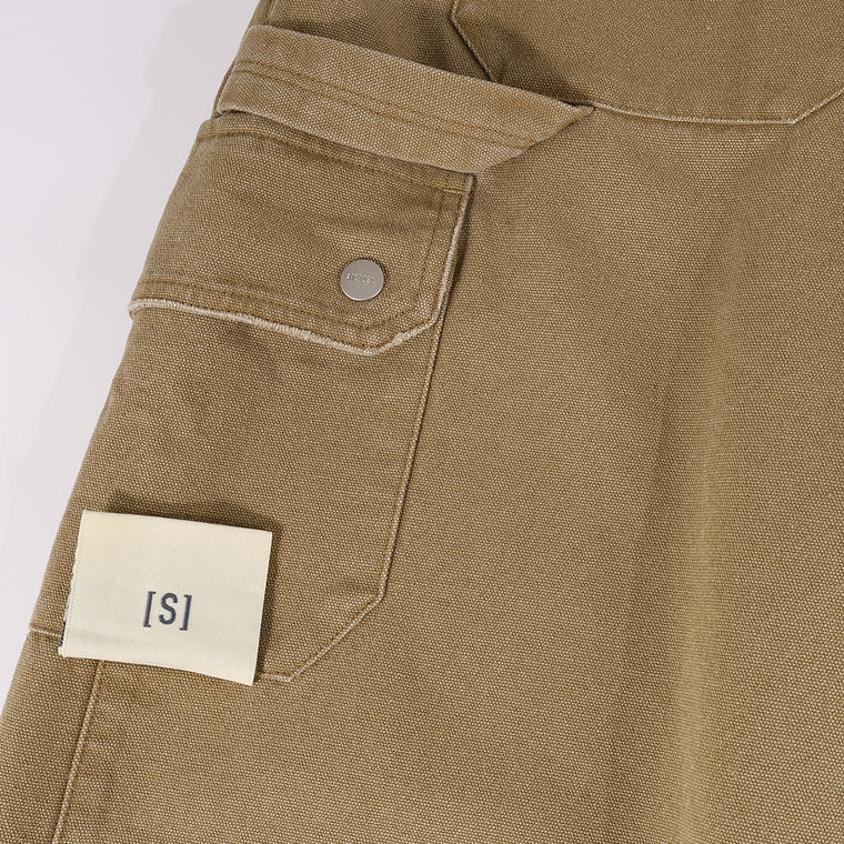 A[S]USL CANVAS MULTI POCKETS WIDE PANTS-BROWN
