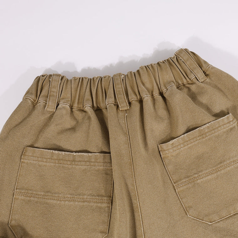 A[S]USL CANVAS MULTI POCKETS WIDE PANTS-BROWN