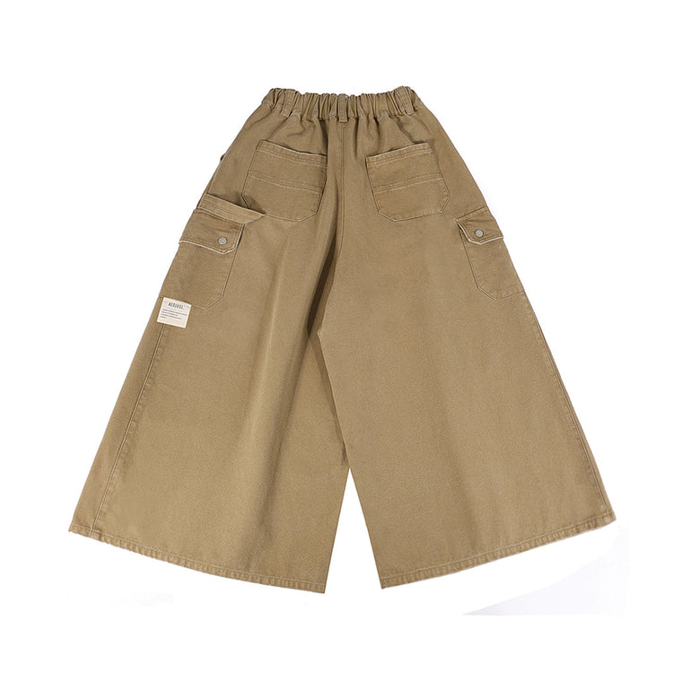 A[S]USL CANVAS MULTI POCKETS WIDE PANTS-BROWN