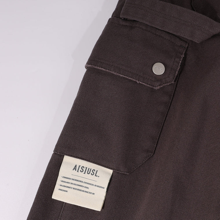 A[S]USL CANVAS MULTI POCKETS WIDE PANTS-CHARCOAL
