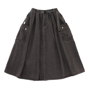 A[S]USL CARGO DENIM FLARE SKIRT-DENIM BLACK