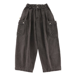 A[S]USL CARGO DENIM PANTS-DENIM BLACK