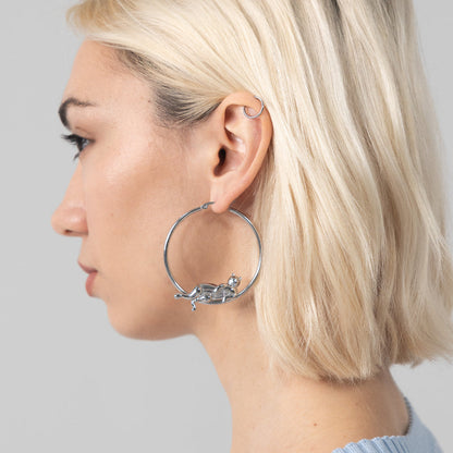 RIPNDIP CATSTANZA HOOP EARRINGS-SILVER