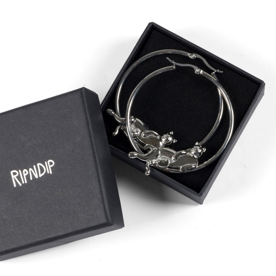 RIPNDIP CATSTANZA HOOP EARRINGS-SILVER