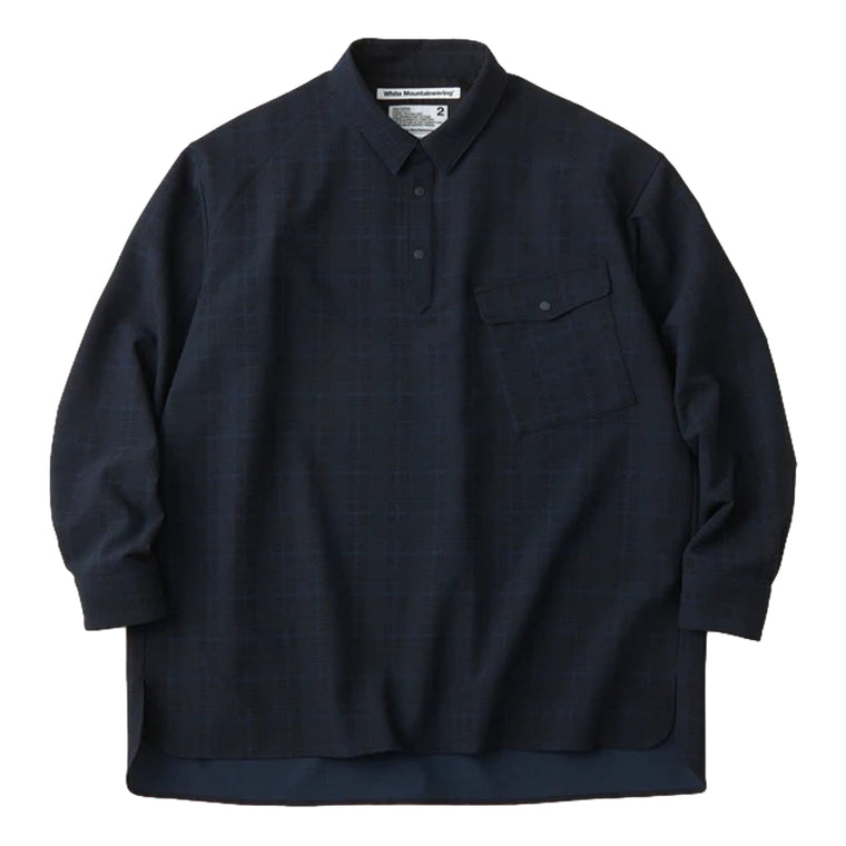 WHITE MOUNTAINEERING CHECK PULLOVER SHIRT-NAVY