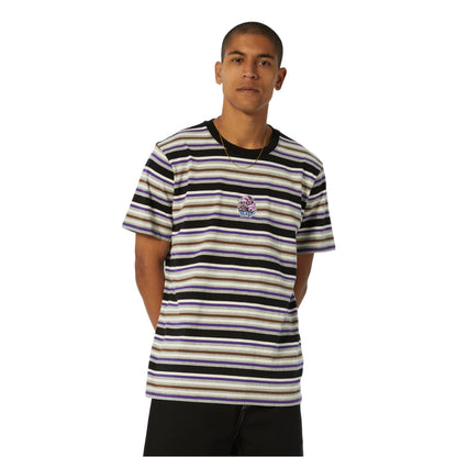 HUF CHESHIRE S/S STRIPE KNIT TOP-BLACK