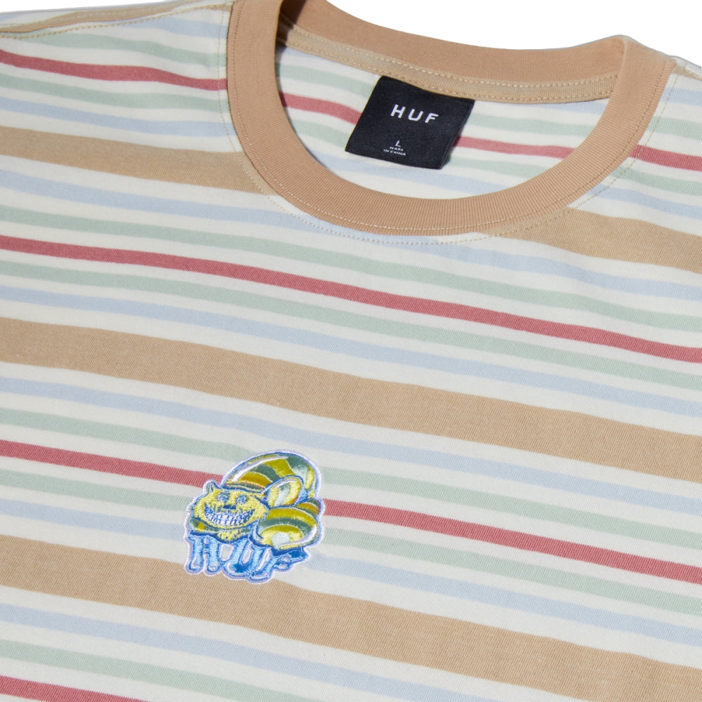 HUF CHESHIRE S/S STRIPE KNIT TOP-CREAM