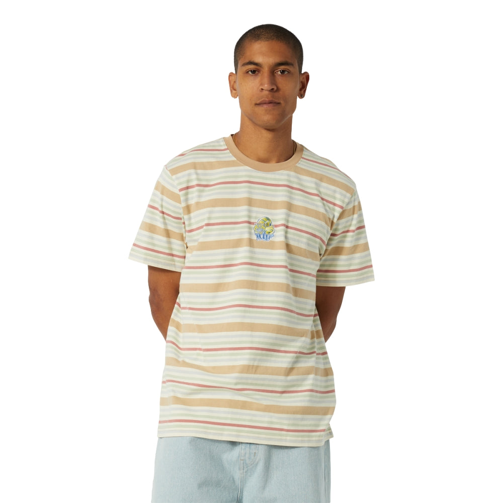 HUF CHESHIRE S/S STRIPE KNIT TOP-CREAM