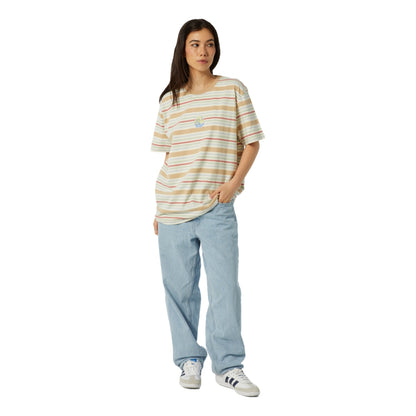 HUF CHESHIRE S/S STRIPE KNIT TOP-CREAM