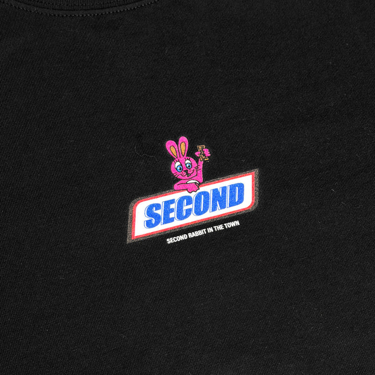 2ND CLOSET "CHOCO RABBIT" WASHED T-SHIRT-WASHED BLACK
