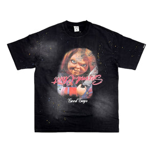 2ND CLOSET CHUCKY KILLER PRINTED WASHED T-SHIRT-BLACK
