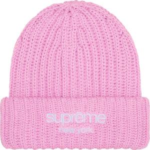SUPREME CHUNKY RIB CLASSIC LOGO BEANIE-PINK