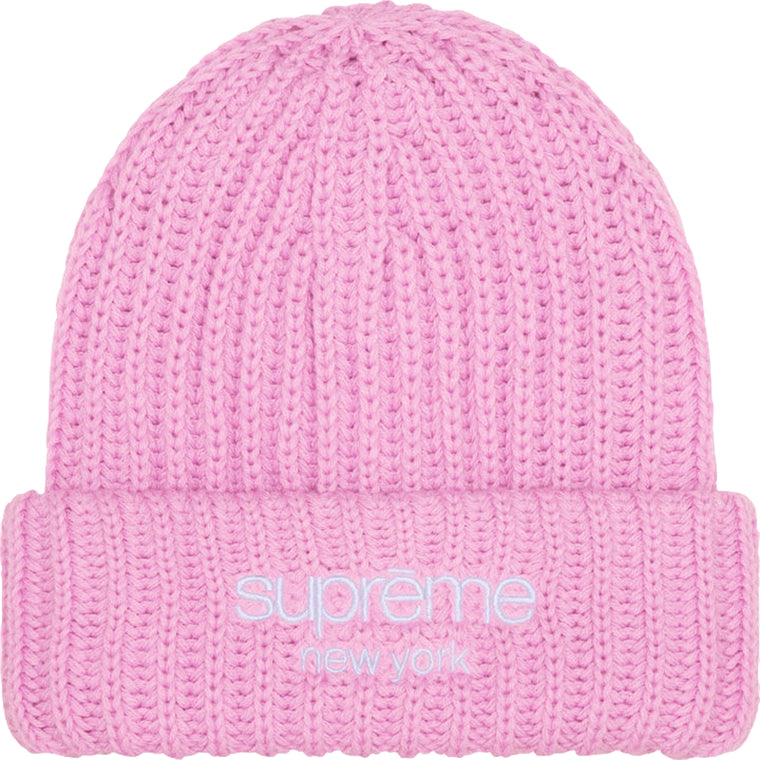 SUPREME CHUNKY RIB CLASSIC LOGO BEANIE-PINK
