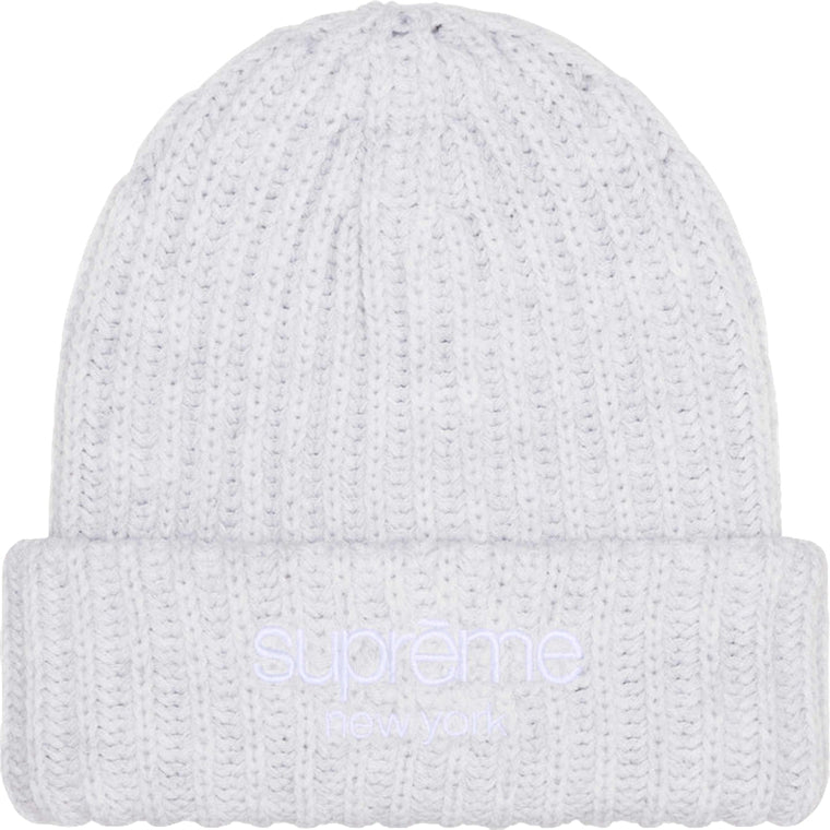 SUPREME CHUNKY RIB CLASSIC LOGO BEANIE-ASH GREY