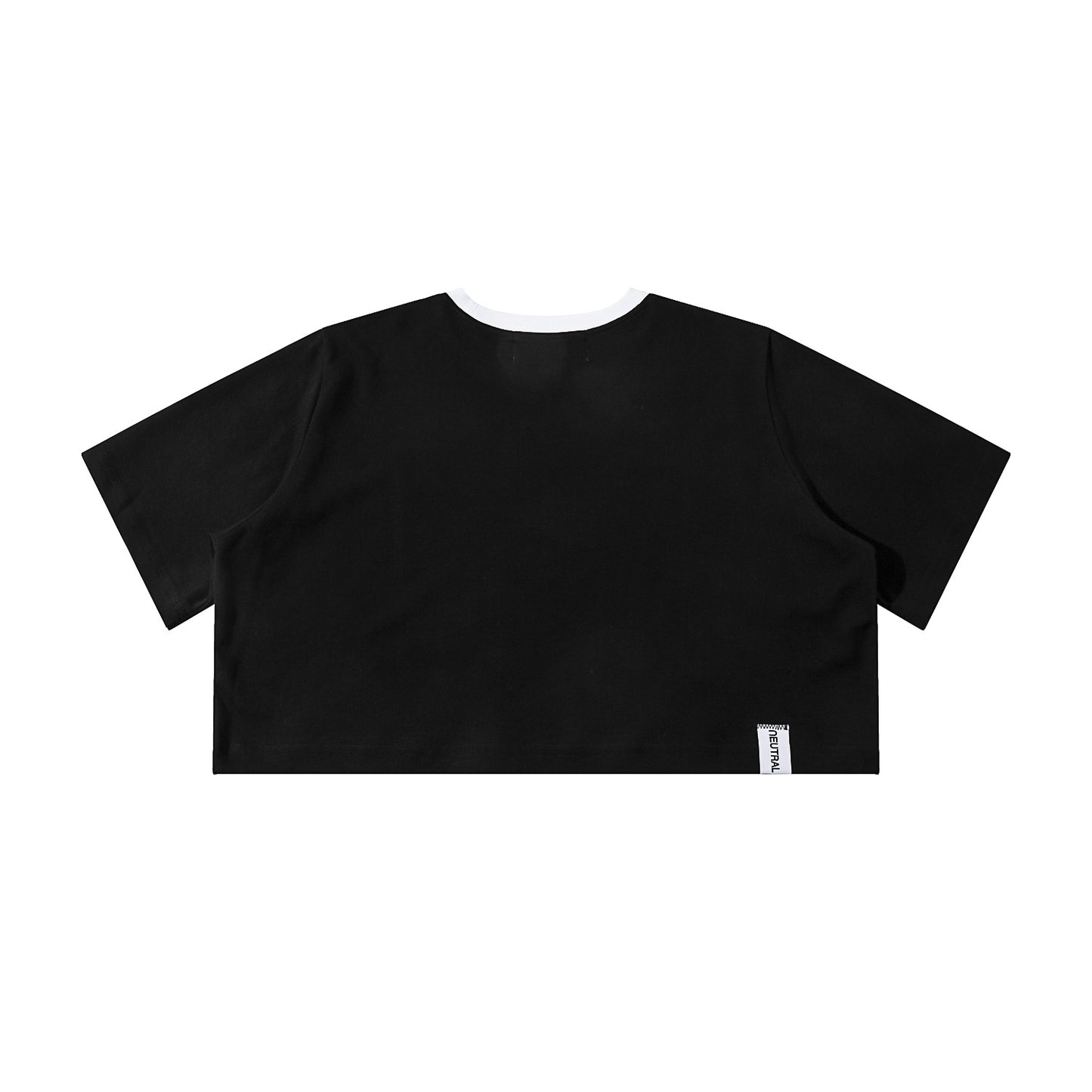 NEUTRAL SOCIETY COLLEGE CROPPED WIDE TEE-BLACK