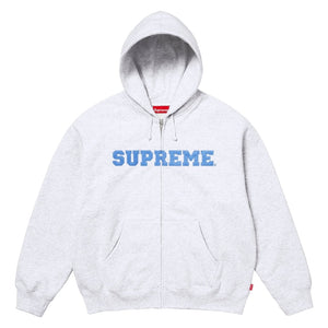 SUPREME COLLEGIATE APPLIQUE ZIP UP HOODED SWEATSHIRT-GREY