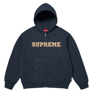 SUPREME COLLEGIATE APPLIQUE ZIP UP HOODED SWEATSHIRT-NAVY