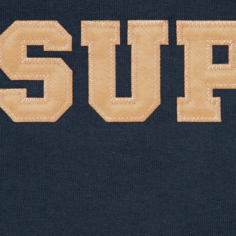 SUPREME COLLEGIATE APPLIQUE ZIP UP HOODED SWEATSHIRT-NAVY