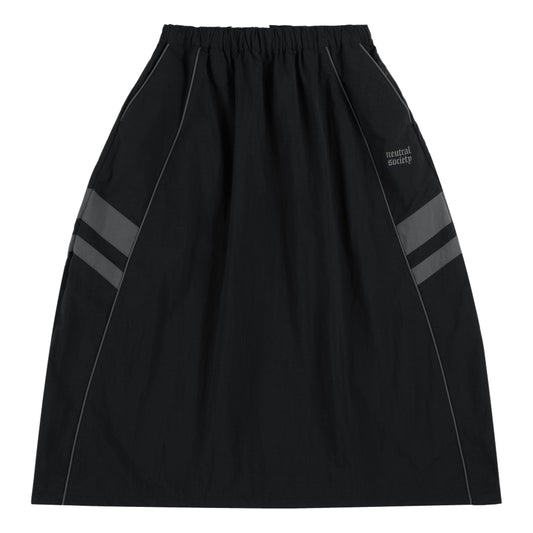 NEUTRAL SOCIETY COLOR BLOCKING PARACHUTE SKIRT-BLACK