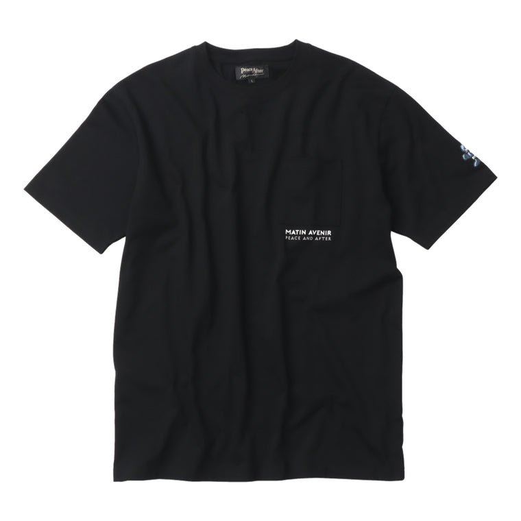 PEACE AND AFTER PEACE AND AFTER x MATIN AVENIR COMBINATION LOGO POCKET TEE-BLACK