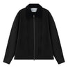ESPRIT CONTRAST COLLAR PLEATED ZIP-UP JACKET-BLACK