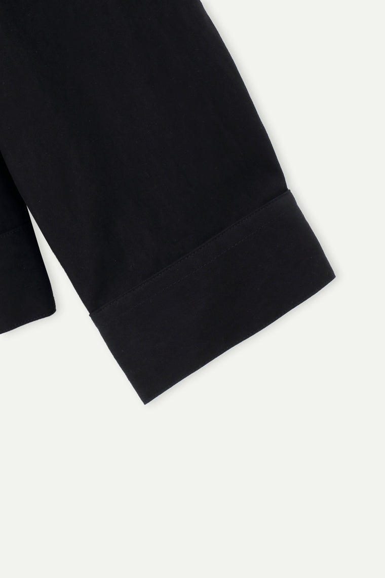 ESPRIT CONTRAST COLLAR PLEATED ZIP-UP JACKET-BLACK
