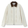 ESPRIT CONTRAST COLLAR PLEATED ZIP-UP JACKET-ECRU