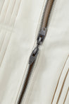 ESPRIT CONTRAST COLLAR PLEATED ZIP-UP JACKET-ECRU