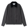 ESPRIT CONTRAST COLLAR PLEATED ZIP-UP JACKET-DARK GREY