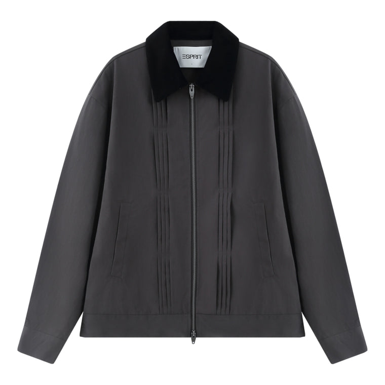 ESPRIT CONTRAST COLLAR UTILITY JACKET-DARK GREY
