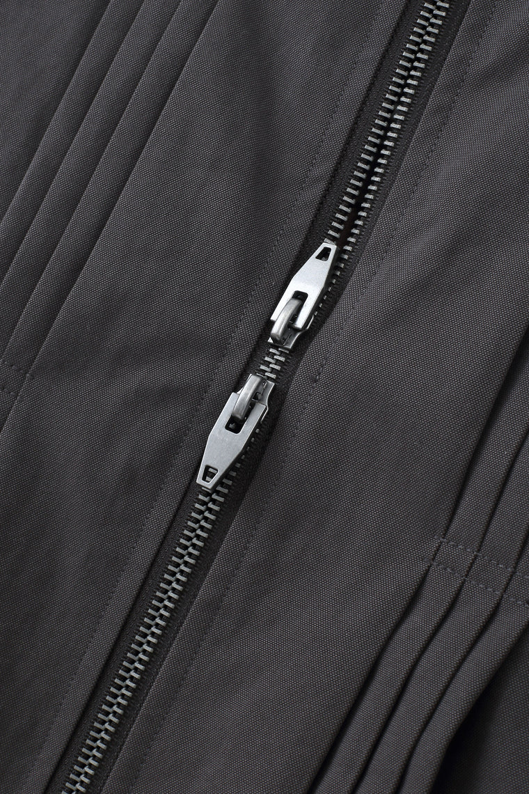 ESPRIT CONTRAST COLLAR PLEATED ZIP-UP JACKET-DARK GREY