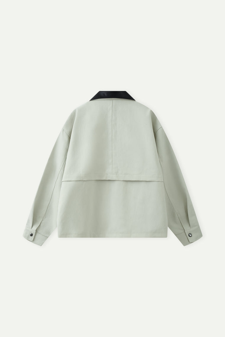ESPRIT CONTRAST COLLAR UTILITY JACKET-ECRU